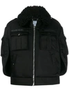 Prada Shearling-collar Bomber Jacket In 002  Balck