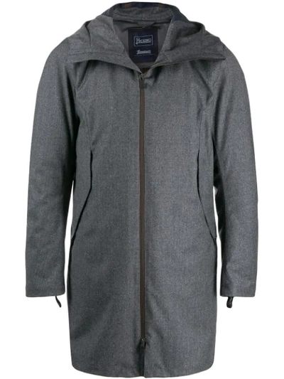 Herno Hooded Zip In Grey