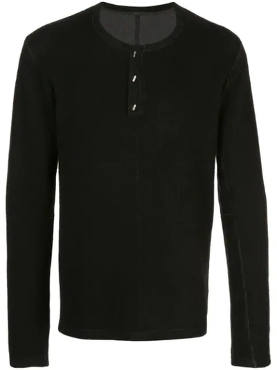 Taichi Murakami Half-button Crewneck Sweater In Black