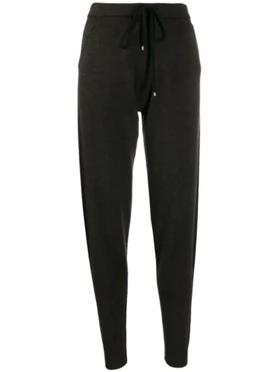Blumarine Ribbed Waistband Tapered Trousers In Black