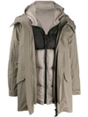 Yves Salomon Layered Hooded Coat In Black