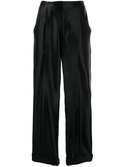 Tom Ford High Waisted Silk Trousers In Lb999 Black