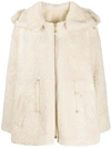 Yves Salomon Shearling Hooded Jacket In Neutrals