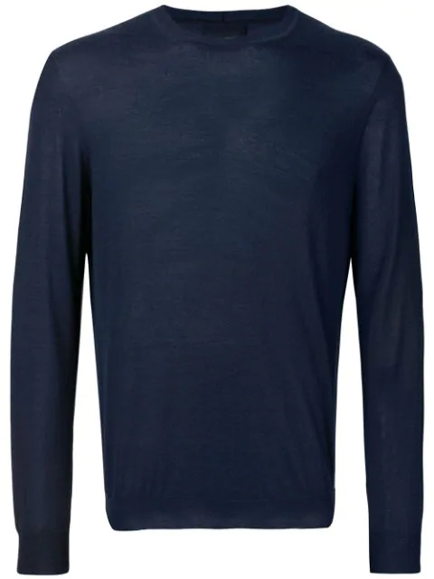 Giorgio Armani Pullover Mit Rundem Ausschnitt In Blue Modesens