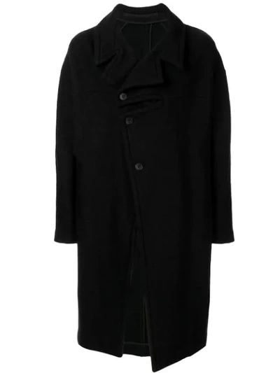 Julius Off-centre Buttoned Coat In Black