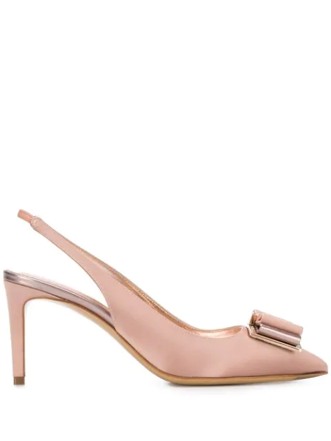 Salvatore Ferragamo Double Bow Pumps In Pink | ModeSens