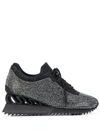 Le Silla Reiko Wave Crystal-embellished Sneakers In Black