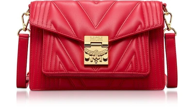 Mcm Red Patricia Quilted Small Crossbody Bag