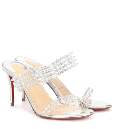 Christian Louboutin Spikes Only 85 Red Sole Slide Sandals In Metallic