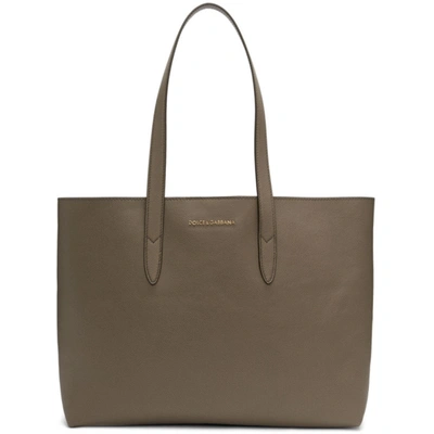 Dolce & Gabbana Dolce And Gabbana Taupe Dauphine Shopping Tote In 80045 Mud