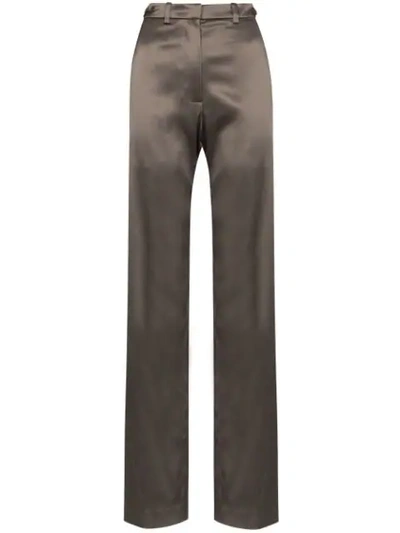 We11 Done We11done  Straight Leg Satin Trousers In Brown