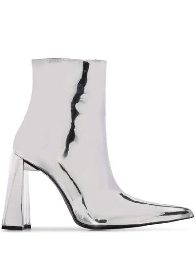 Area 110mm Metallic Ankle Boots In Silver