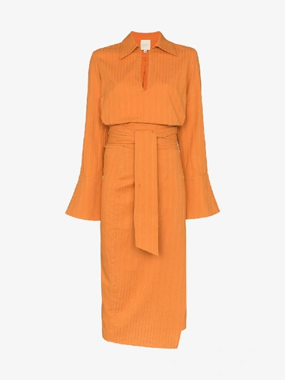 Usisi Margherita Wrap Midi Dress In Orange