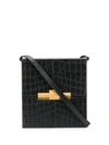 Bottega Veneta Boxy Croc-effect Leather Cross-body Bag In Black
