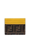 Fendi Ff Logo-print Leather Card Holder In Brown