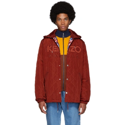 Kenzo Reversible Red  World Jacket In 88 Suede