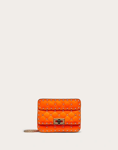 Valentino Garavani Mini Rockstud Spike Fluo Calfskin Leather Bag In Florescent Orange