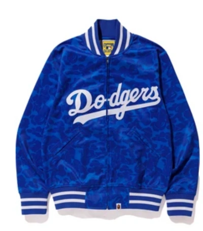Pre-owned Bape X Mitchell & Ness Dodgers Jacket Blue