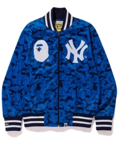 Pre-owned Bape X Mitchell & Ness Yankees Jacket Blue