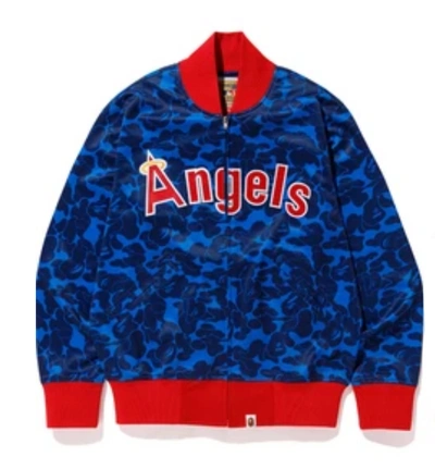 Pre-owned Bape X Mitchell & Ness Angels Jacket Blue