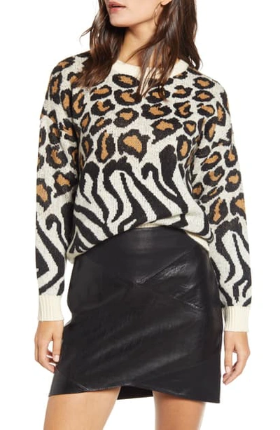 Vero Moda Leopard & Zebra Pattern Crewneck Sweater In Pristine