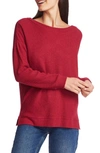 1.state Lattice V-back Waffle Weave Sweater In Deep Rouge