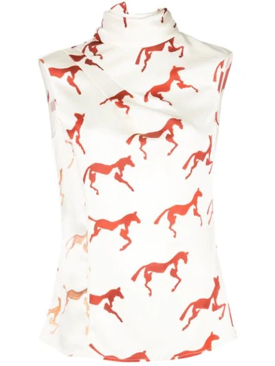 Alejandra Alonso Rojas Horse Print Blouse In Red