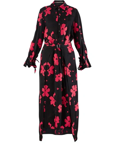 Roland Mouret Colada Floral-jacquard Maxi Dress In C0182 Blk/red