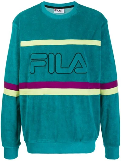 Fila Textured Logo Embroidered Sweatshirt In 366 Blue