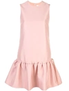 Victoria Beckham Tie Waist Flounce Dress In Pink