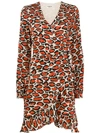 Essentiel Antwerp Leopard Print Wrap Dress In Neutrals