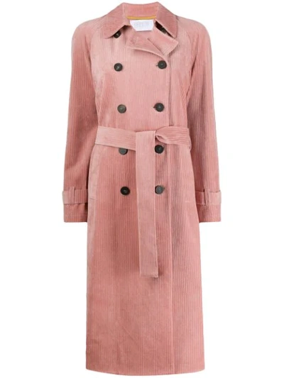 Harris Wharf London Double-breasted Corduroy Coat In Pink