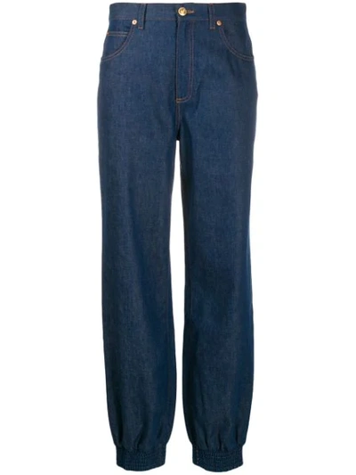 Gucci Gathered Ankle Jeans In Blue