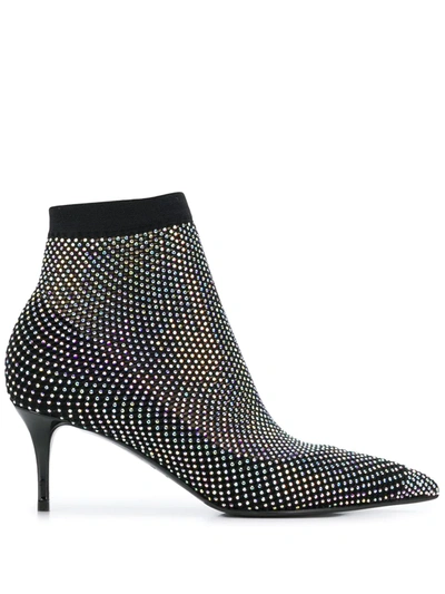 Le Silla Gilda Crystal-embellished Boot Pumps In Black
