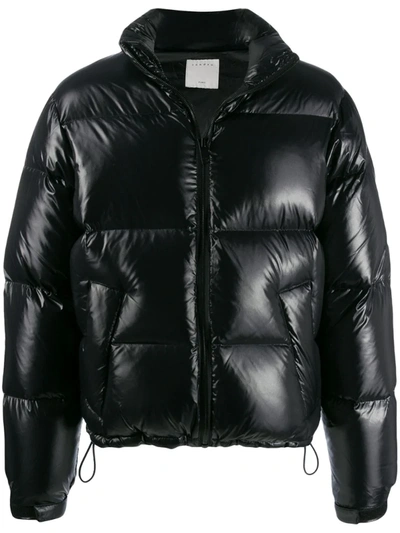 Sandro Glossy Shell Puffer Jacket In Black | ModeSens