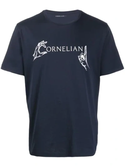 Corneliani Logo Print T In Blue