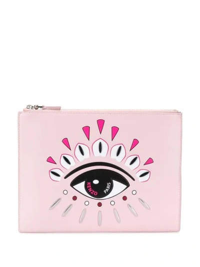 Kenzo Embossed Eye Logo Clutch In Pink