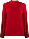 Theory Loose-fit Silk Blouse In Red