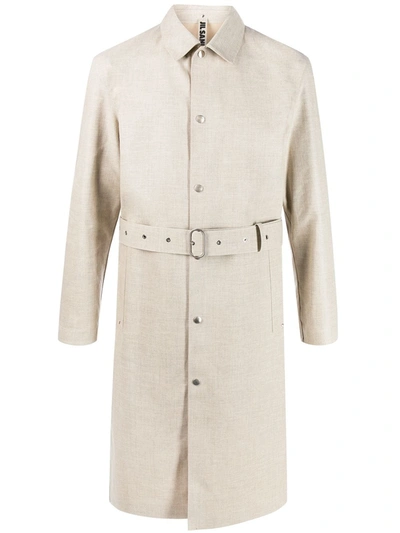 Jil Sander Pointed Collar Trench Coat In Neutrals
