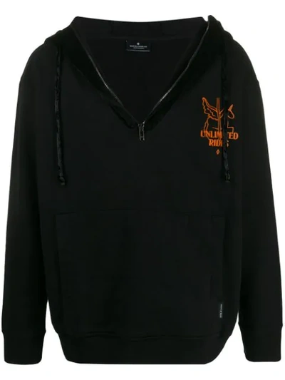 Marcelo Burlon County Of Milan Printed Zip Up Hoodie In Black