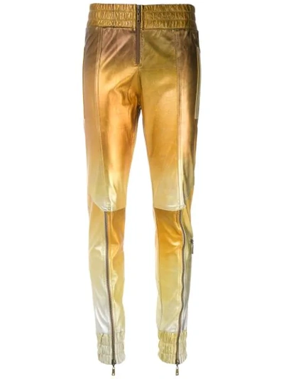 Andrea Bogosian Tonal Leather Skinny Trousers In Gold