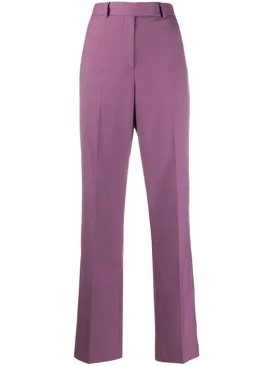 Calvin Klein High Rise Straight Leg Trousers In Purple