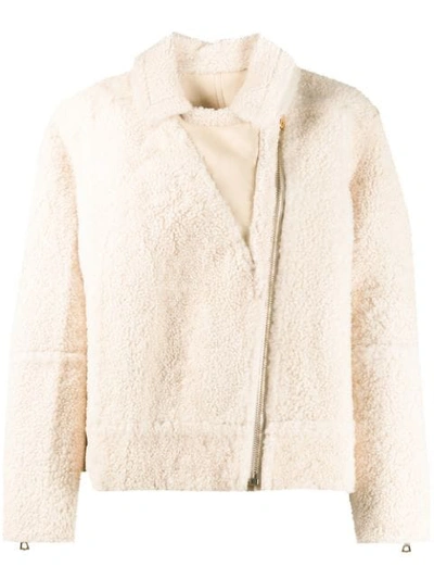 Yves Salomon Bike Shearling Jacket In Neutrals