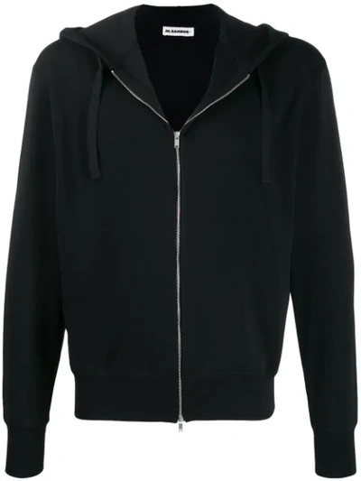Jil Sander Hooded Zip-up Jacket In Black