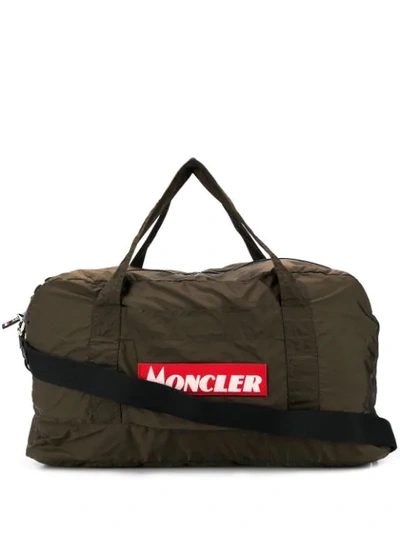 Moncler Logo Patch Holdall In Green