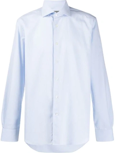 Corneliani Textured Slim-fit Shirt In Blue