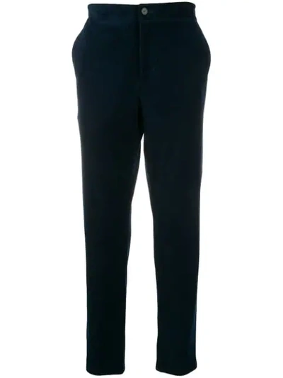 Harris Wharf London Ribbed Straight-leg Trousers In Blue