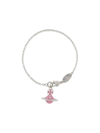 Vivienne Westwood Orb Logo Pendant Bracelet In Silver