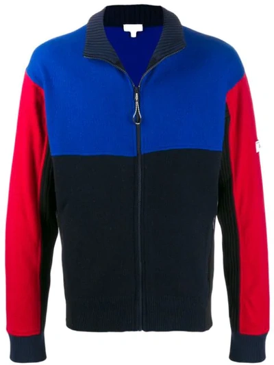 Kenzo Colour Block Knit Jacket In Blue