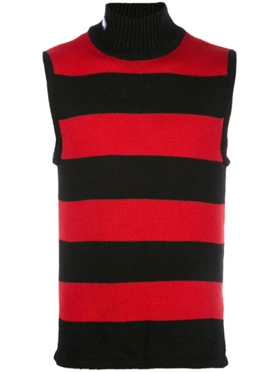 Anton Belinskiy Striped Knit Vest In Red